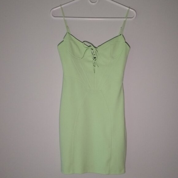 Zara Bodycon Spaghetti Strap Mini Dress with Tie Detail, Size 5 Light Mint Green - Picture 12 of 12